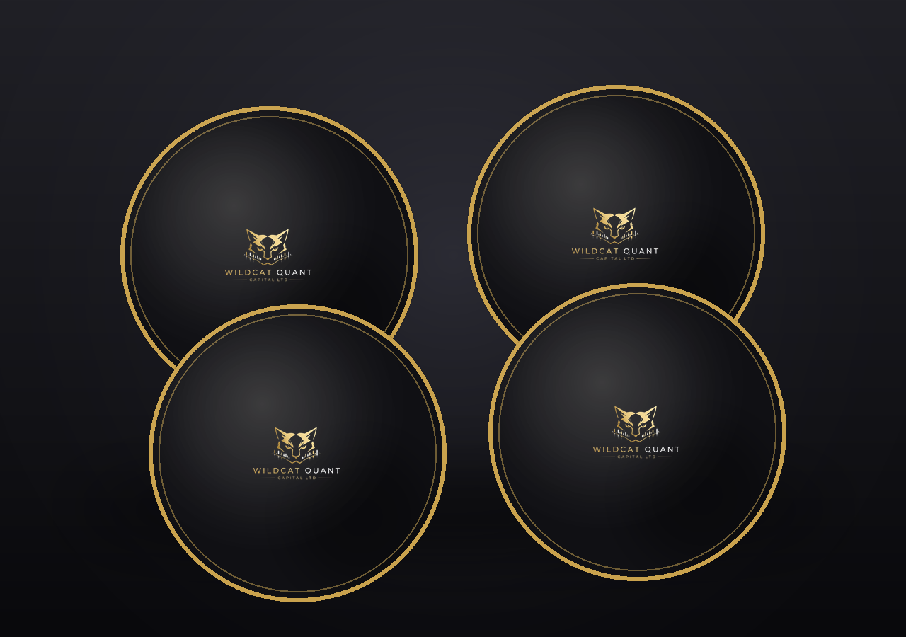 Wildcat Quant Capital Coaster Set (4-Pack) — Minimalist Black & Gold Logo